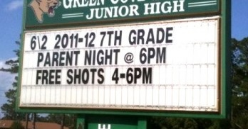 Junior High sign